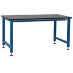 BenchPro Elec.Hyd. Lift Workbench, 1" Black Phenolic Top Square Cut, Blue